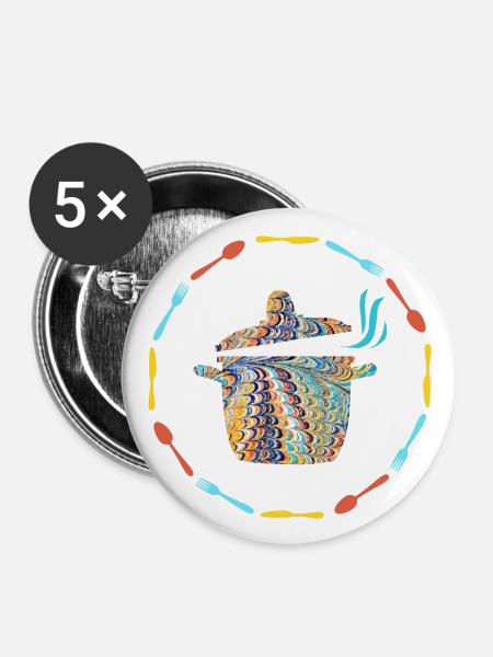 topf e 120 - Buttons groß 56 mm (5er Pack) - Weiß