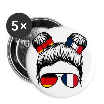 Français Français Allemagne France - Lot de 5 grands badges (56 mm) - blanc - Devant
