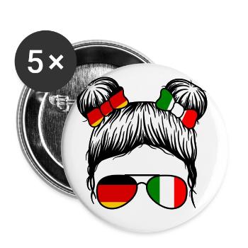 Italia Italian Germany Italy - Buttons large 2.2''/56 mm (5-pack) - white - Front