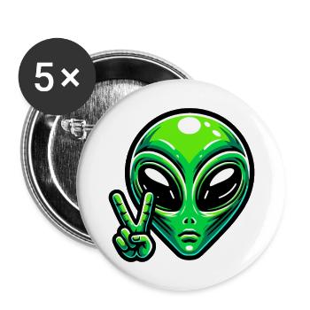 Alien Peace - Buttons large 2.2''/56 mm (5-pack) - white - Front