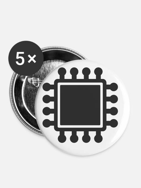 Mikrochip-CPU - Buttons groß 56 mm (5er Pack) - Weiß