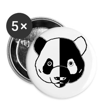 Yin und Yang Panda - Buttons groß 56 mm (5er Pack) - Weiß - Vorne
