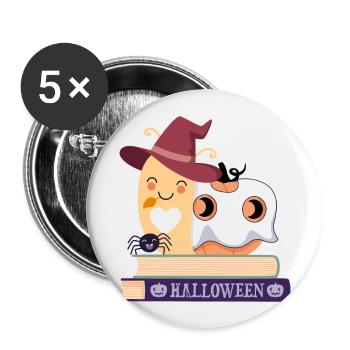 Kürbisschnecke Halloween - Buttons groß 56 mm (5er Pack) - Weiß - Vorne