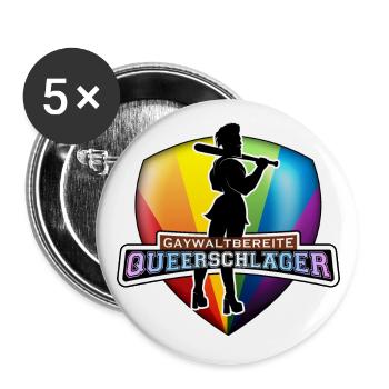 Gaywaltbereite Queerschläger - Gay rage - Buttons groß 56 mm (5er Pack) - Weiß - Vorne