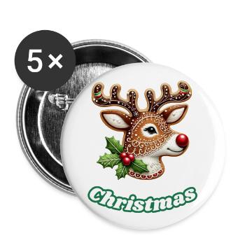 Ein super schöner Weihnachtselch, Merry Christmas - Buttons groß 56 mm (5er Pack) - Weiß - Vorne