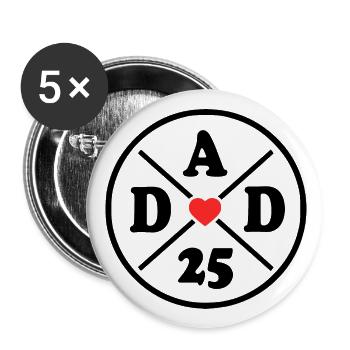 Dad 2025 - Buttons groß 56 mm (5er Pack) - Weiß - Vorne