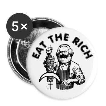 Eat the rich - Karl Marx Eat Doner Kebab Rich - Lot de 5 grands badges (56 mm) - blanc - Devant