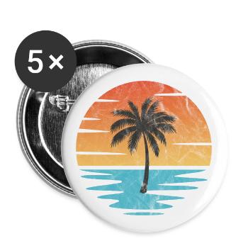Plage Coucher de soleil - Lot de 5 grands badges (56 mm) - blanc - Devant