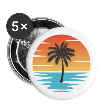 Plage Coucher de soleil - Lot de 5 grands badges (56 mm) - blanc - Devant