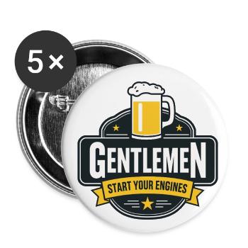 Gentlemen & Bier – Start Your Engines - Buttons groß 56 mm (5er Pack) - Weiß - Vorne