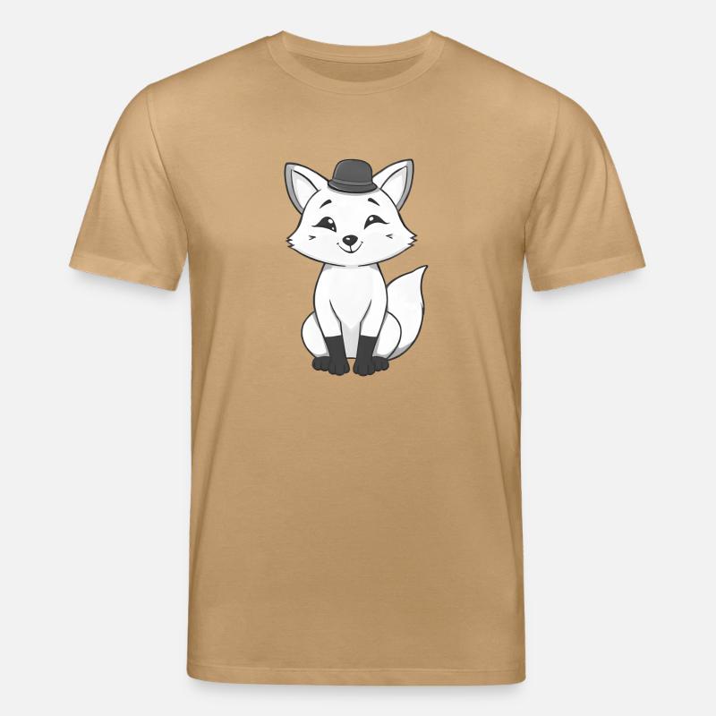 Fuchs mit Hut in schwarz-weiß - Stanley/Stella Unisex Bio-T-Shirt CREATOR  - Karamell 