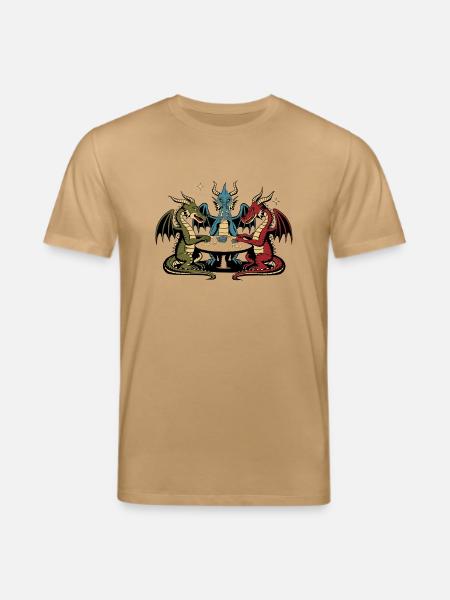 Dragons playing cards - Stanley/Stella CREATOR Unisex Organic T-Shirt - caramel