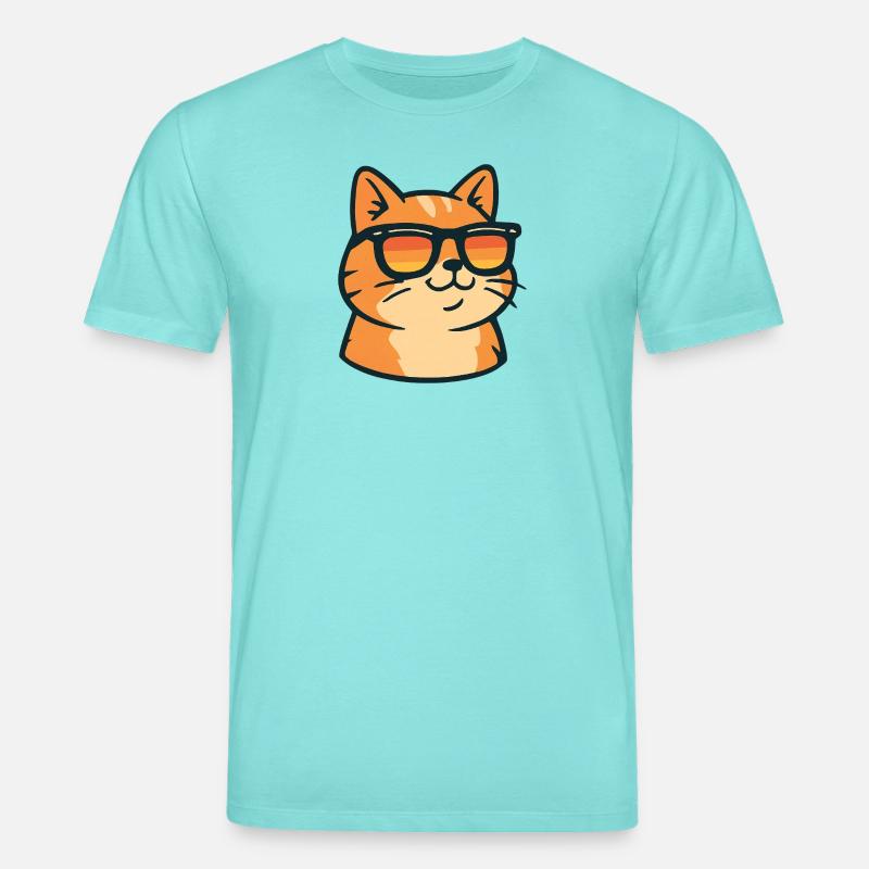 Katze mit Retro-Sonnenbrille - Stanley/Stella Unisex Bio-T-Shirt CREATOR  - Poolblau