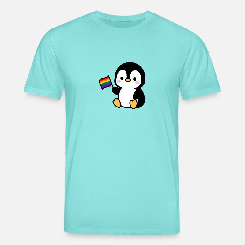Pinguin mit Regenbogenfahne - Stanley/Stella Unisex Bio-T-Shirt CREATOR  - Poolblau