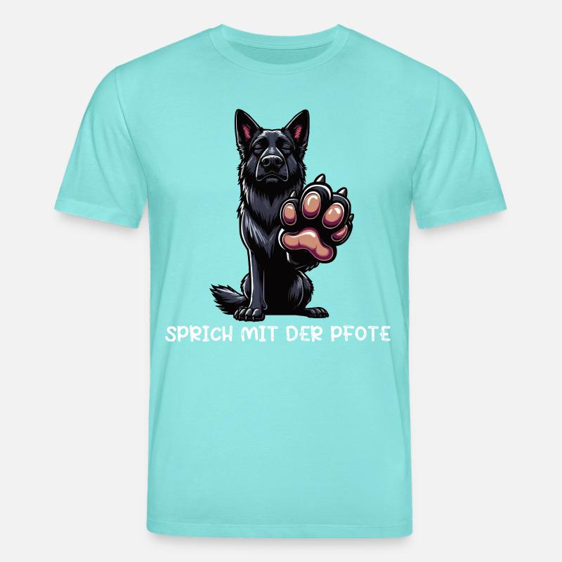 Sprich mit der Pfote Schwarzer Schäferhund  - Stanley/Stella Unisex Bio-T-Shirt CREATOR  - Poolblau