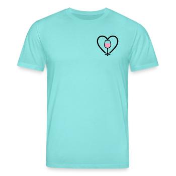 Cœur + Vin Rosé – Rosé Lover - T-shirt bio CREATOR Stanley/Stella Unisexe - bleu piscine - Devant - Alina (178cm) & Michal (187cm)