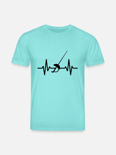 Fencing Heartbeat - Stanley/Stella CREATOR Unisex Organic T-Shirt - pool blue