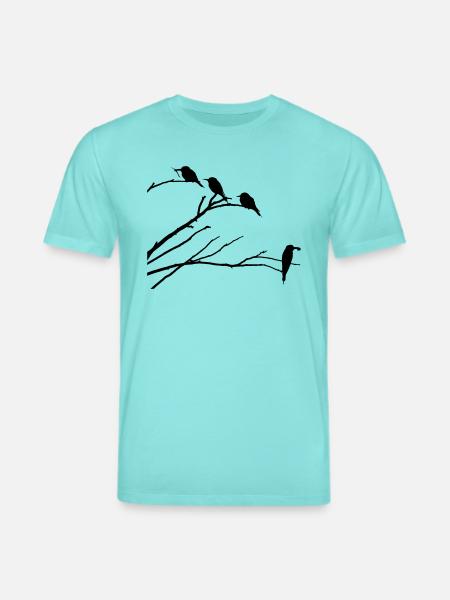 Birds on branch - Stanley/Stella CREATOR Unisex Organic T-Shirt - pool blue