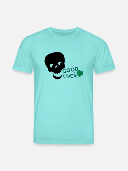 Lycka vitklöver txt & skalle - Ekologisk T-shirt CREATOR unisex från Stanley/Stella - poolblå