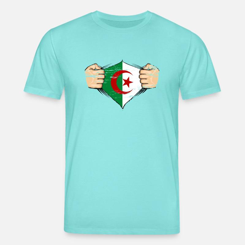 Drapeau de l’Algérie utilisé - T-shirt bio CREATOR Stanley/Stella Unisexe - bleu piscine