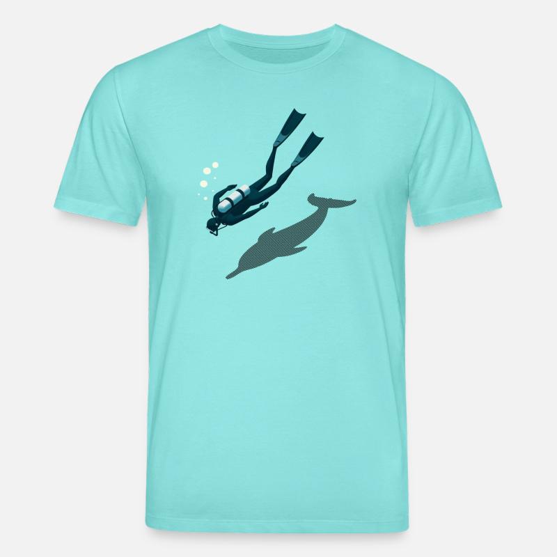 Taucher & Delfin Schatten Illusion - Stanley/Stella Unisex Bio-T-Shirt CREATOR - Poolblau