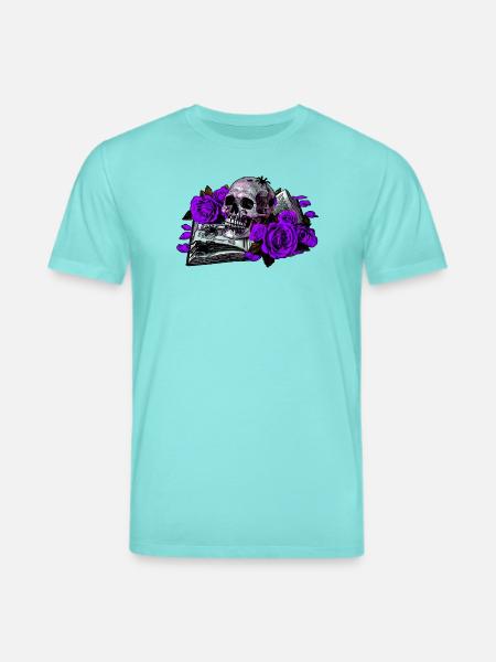 Schädel im violetten Rosenbuch - Stanley/Stella Unisex Bio-T-Shirt CREATOR  - Poolblau