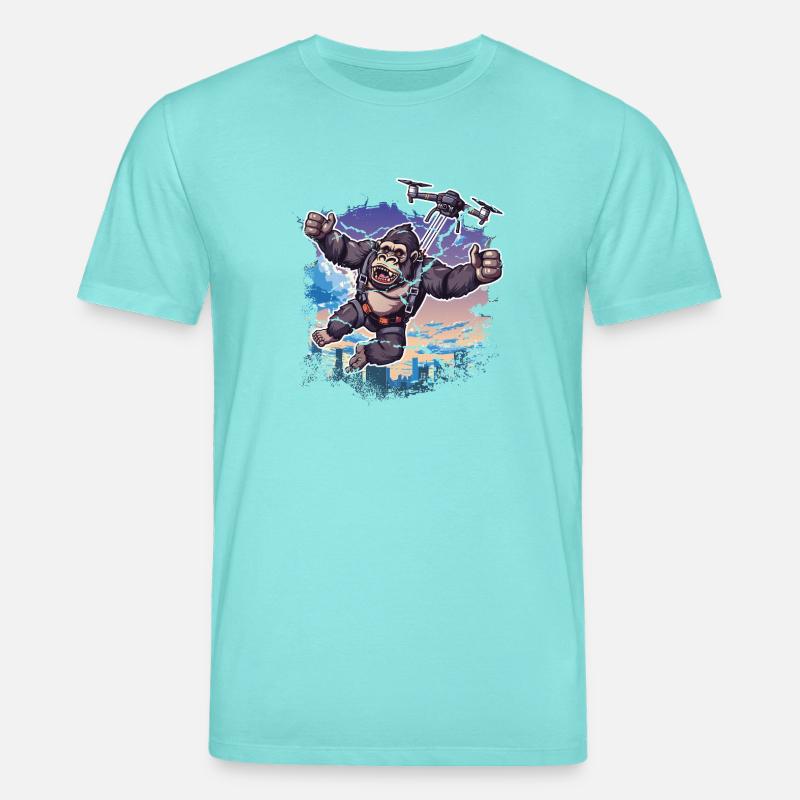 Gorilla Drohne Kinder lustig - Stanley/Stella Unisex Bio-T-Shirt CREATOR  - Poolblau