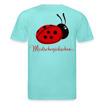 Modschegiebchen Marienkäfer Sächsisch Geschenkidee - Stanley/Stella Unisex Bio-T-Shirt CREATOR  - Poolblau - Hinten - Michal (187cm)