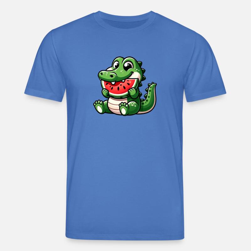 Crocodile avec pastèque fruité mignon - T-shirt bio CREATOR Stanley/Stella Unisexe - bleu attentif