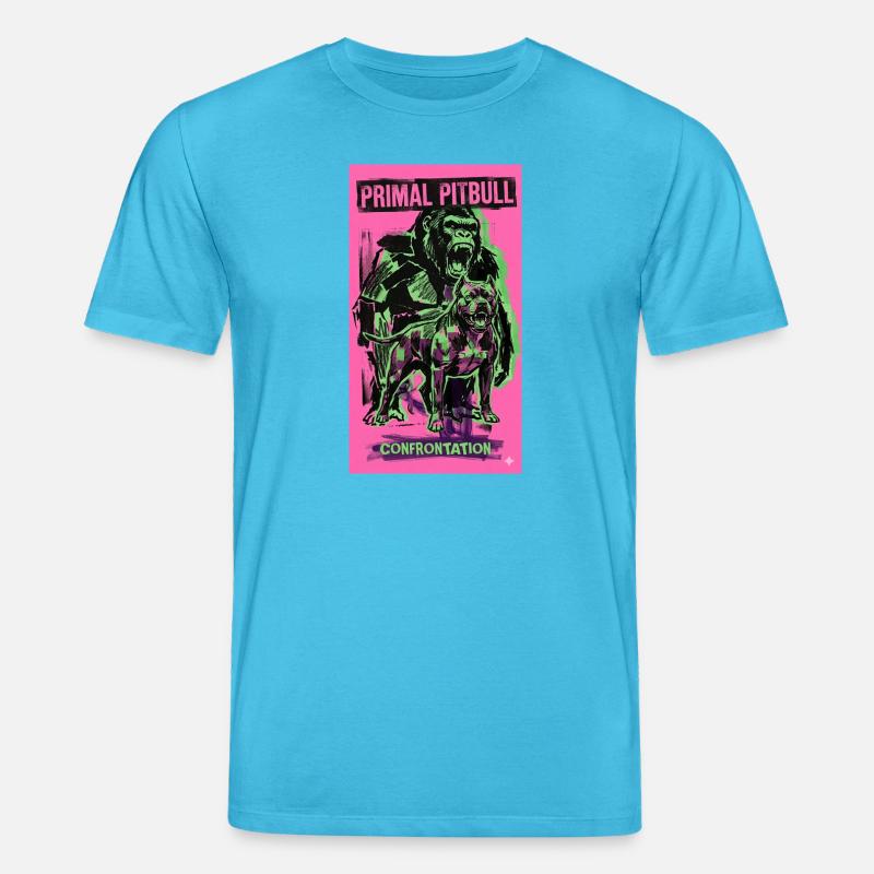 Primal Pitbull Confrontation - Stanley/Stella CREATOR Unisex Organic T-Shirt - aqua blue