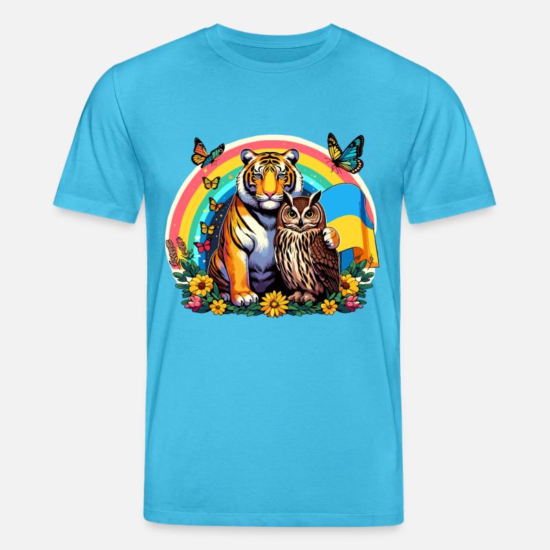 Tiger Eule Regenbogen - Stanley/Stella Unisex Bio-T-Shirt CREATOR  - Aquablau