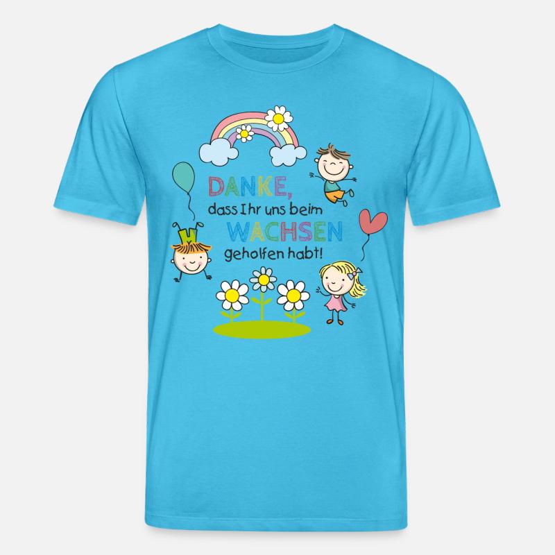 Spruch Abschied | Kinder - Regenbogen - Blumen - Stanley/Stella Unisex Bio-T-Shirt CREATOR - Aquablau