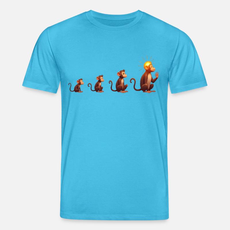 Évolution des singes à tête solaire - T-shirt bio CREATOR Stanley/Stella Unisexe - bleu aqua