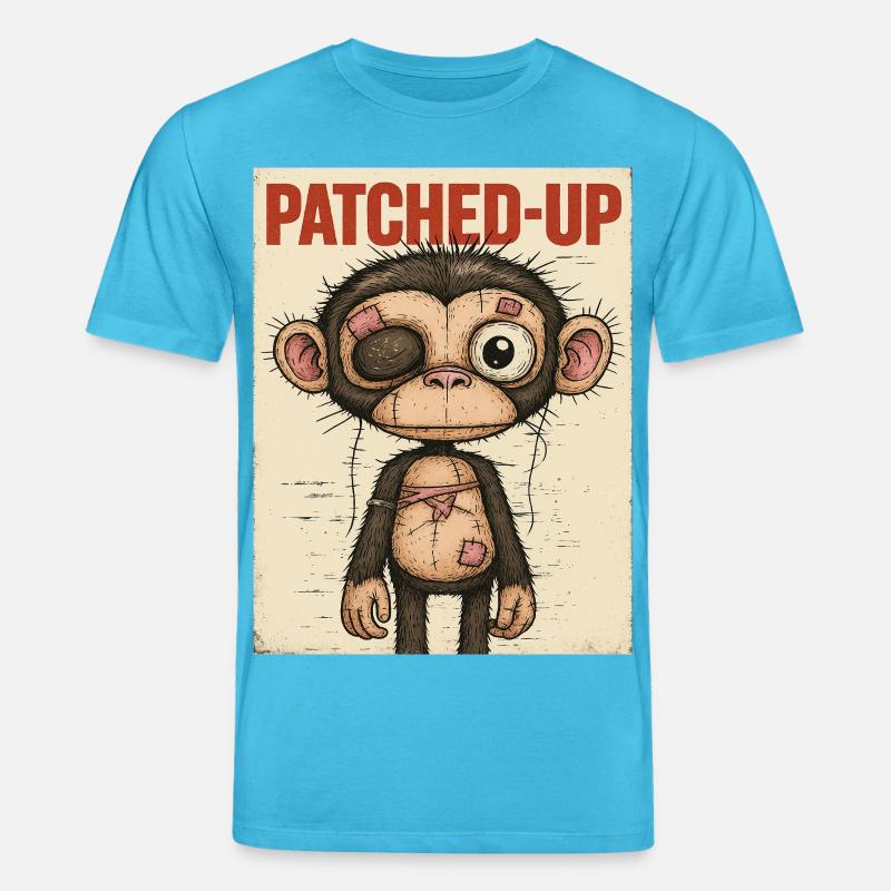 Patchwork Affe: Gepatcht und Tapfer - Stanley/Stella Unisex Bio-T-Shirt CREATOR - Aquablau