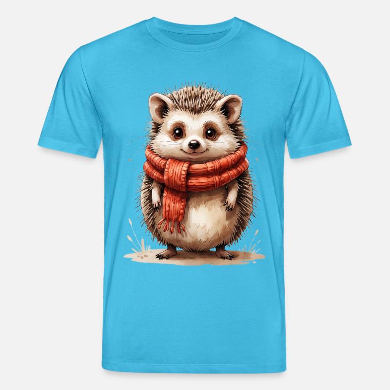 Winter Igel mit rotem Schal - Stanley/Stella Unisex Bio-T-Shirt CREATOR - Aquablau