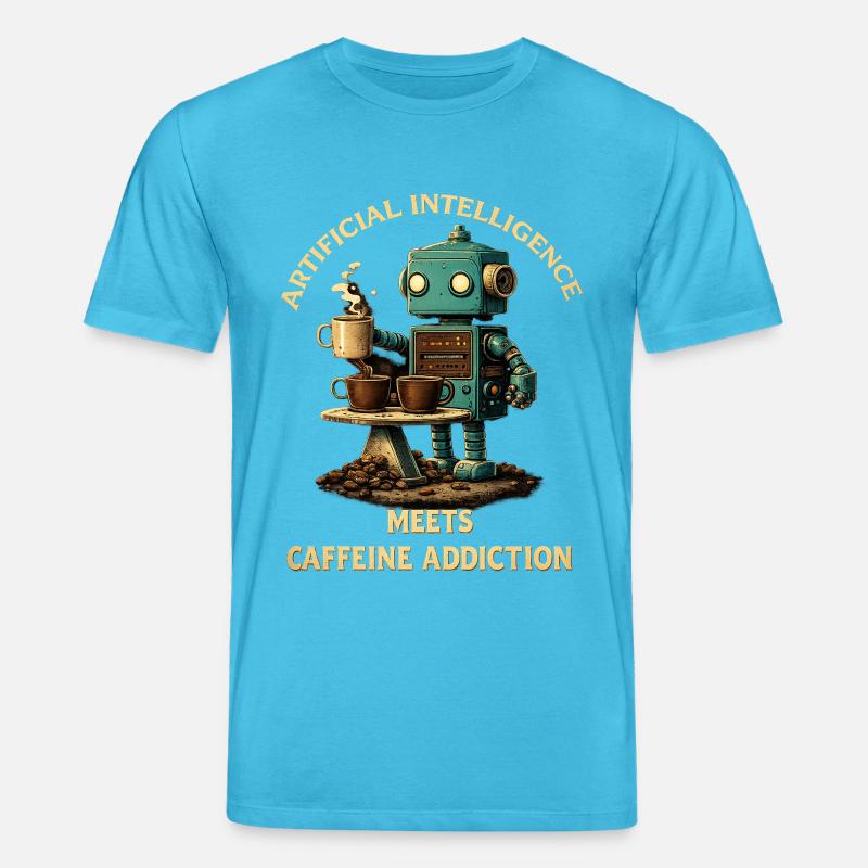 Kaffeeroboter – Künstliche Intelligenz trifft Koff - Stanley/Stella Unisex Bio-T-Shirt CREATOR  - Aquablau