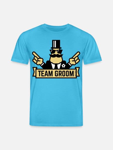 Team Groom (Pointing Stag Night Bachelor Party 3C) - Stanley/Stella CREATOR Unisex Organic T-Shirt - aqua blue