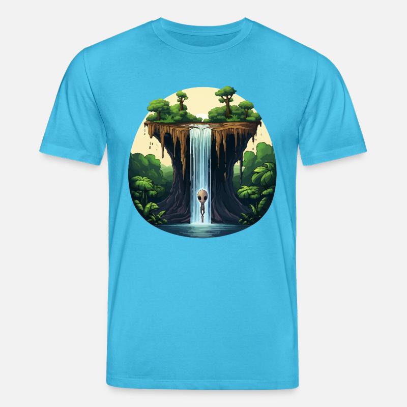 Alien am Wasserfall im Dschungel - Stanley/Stella Unisex Bio-T-Shirt CREATOR - Aquablau