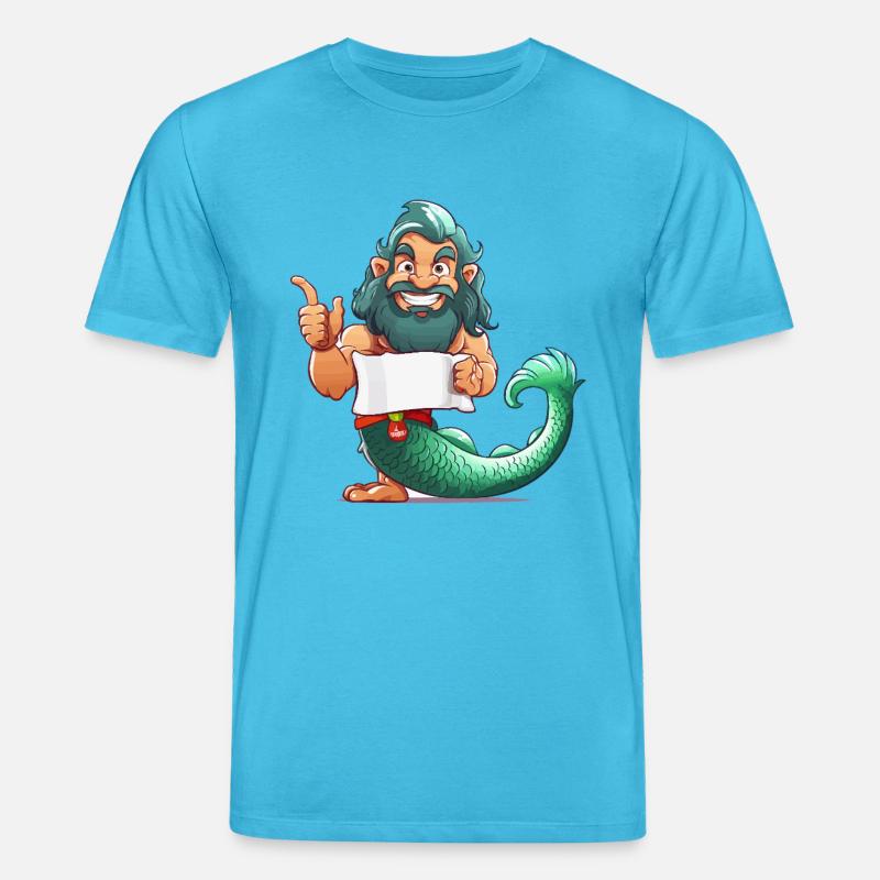 Meerheld mit Bart und Flosse - Stanley/Stella Unisex Bio-T-Shirt CREATOR  - Aquablau