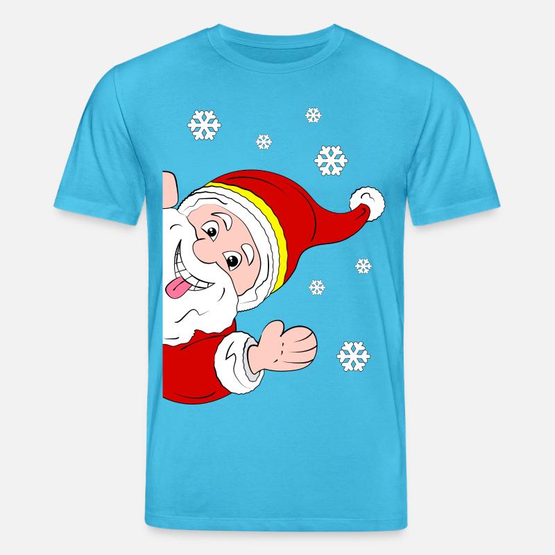 Froher Weihnachtsmann Schneegruß - Stanley/Stella Unisex Bio-T-Shirt CREATOR  - Aquablau