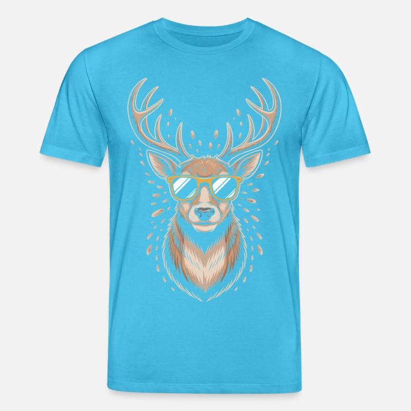 Hirsch mit Geweih und Sonnenbrille - Stanley/Stella Unisex Bio-T-Shirt CREATOR - Aquablau