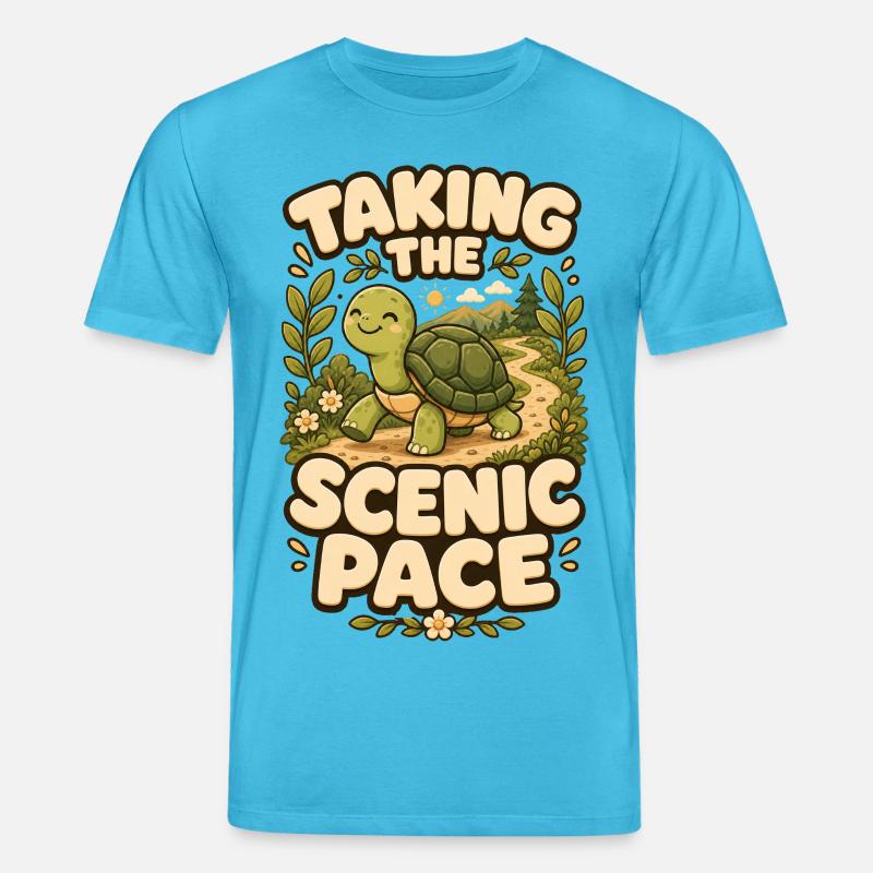 Taking The Scenic Pace Turtle - Stanley/Stella CREATOR Unisex Organic T-Shirt - aqua blue