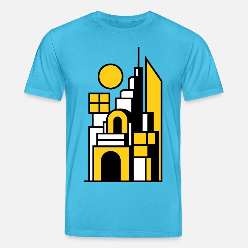 Paysage urbain abstrait en jaune noir - T-shirt bio CREATOR Stanley/Stella Unisexe - bleu aqua