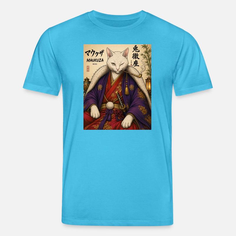 Maukuza Samurai Katze - Stanley/Stella Unisex Bio-T-Shirt CREATOR  - Aquablau