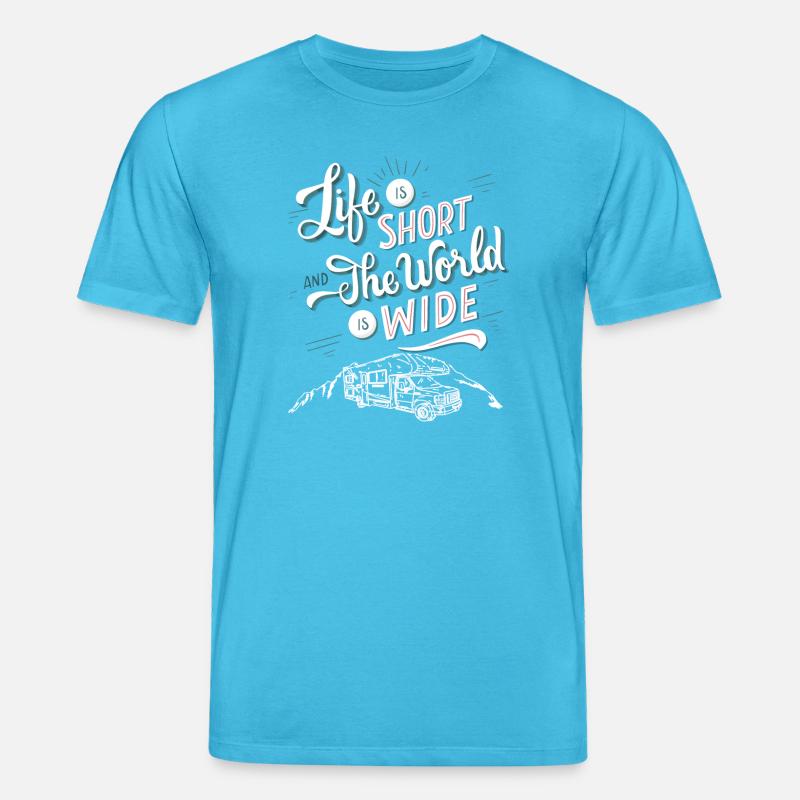 Leben Kurz Welt Weit Abenteuer - Stanley/Stella Unisex Bio-T-Shirt CREATOR - Aquablau
