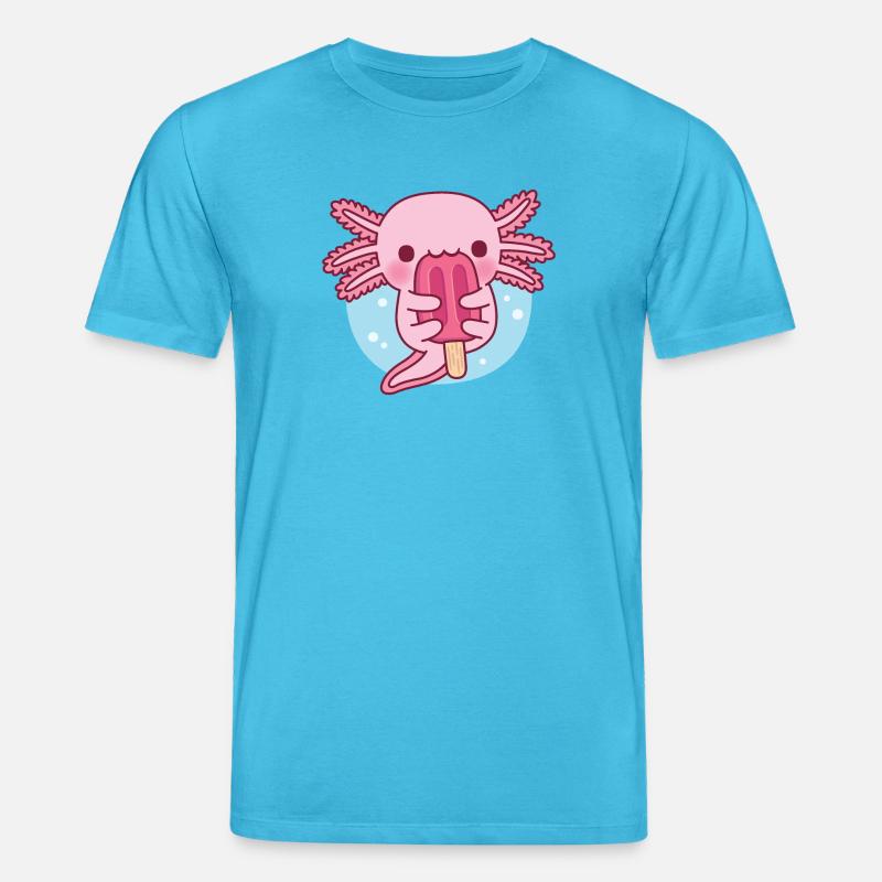 Mignon Axolotl mangeant de la glace - T-shirt bio CREATOR Stanley/Stella Unisexe - bleu aqua