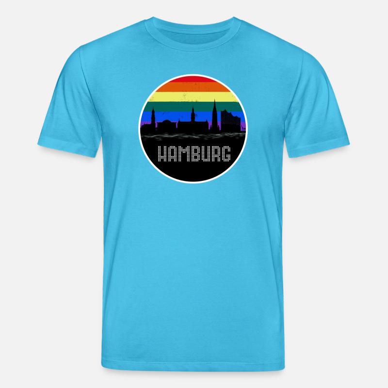 Hamburg Skyline Regenbogen - Stanley/Stella Unisex Bio-T-Shirt CREATOR  - Aquablau