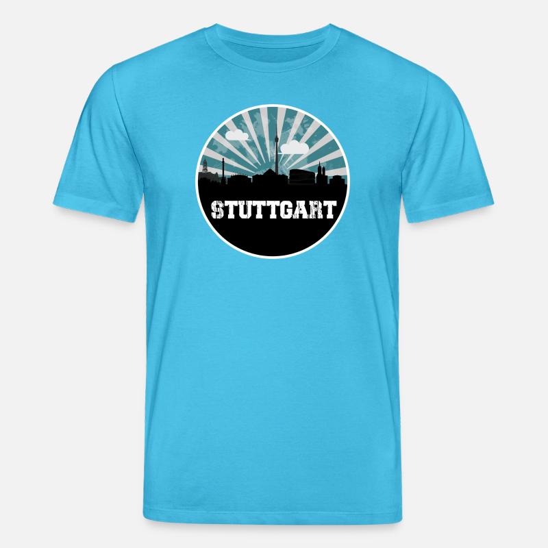 Stuttgart Skyline Blue Hour - Stanley/Stella CREATOR Unisex Organic T-Shirt - aqua blue