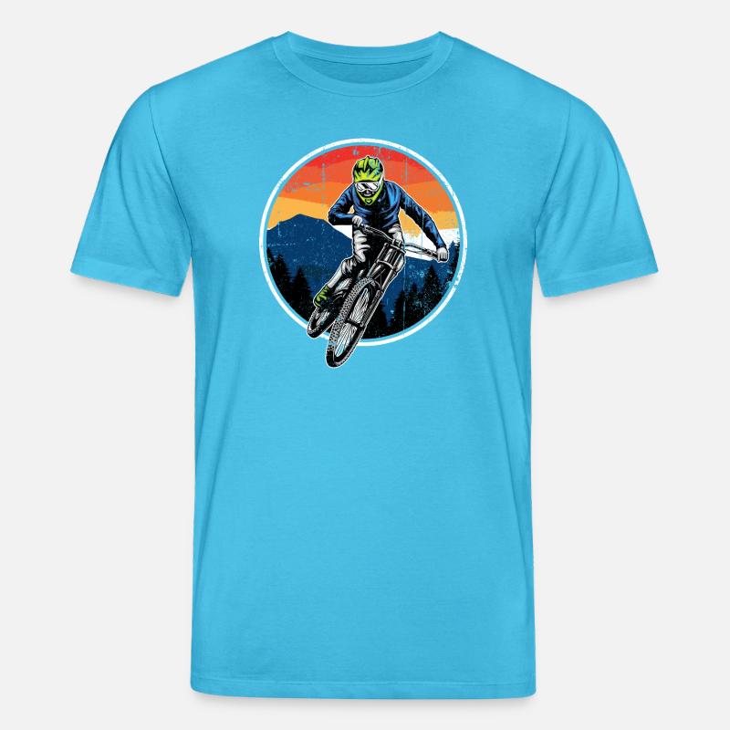 Sunset Trail Mountainbiker - Stanley/Stella Unisex Bio-T-Shirt CREATOR  - Aquablau