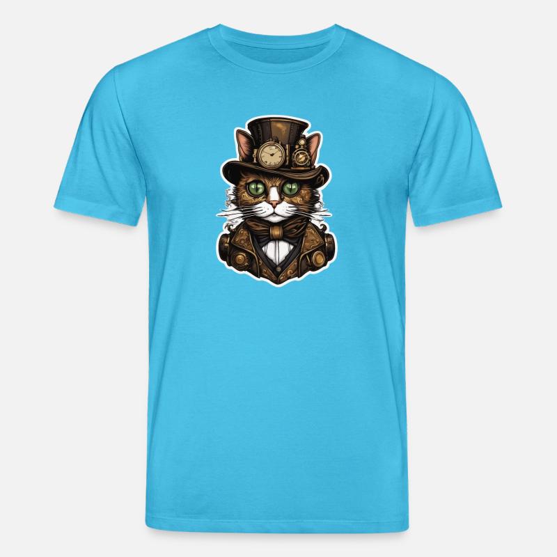Steampunk Katze 01 - Stanley/Stella Unisex Bio-T-Shirt CREATOR  - Aquablau